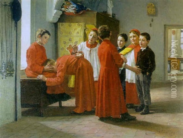 Choirboy Games Oil Painting - Charles Bertrand d' Entraygues