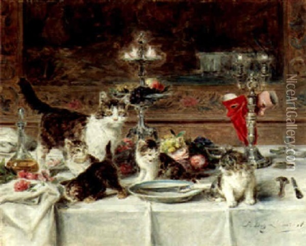 A Kitten Masquerade Oil Painting - Antoine Eugene Lambert