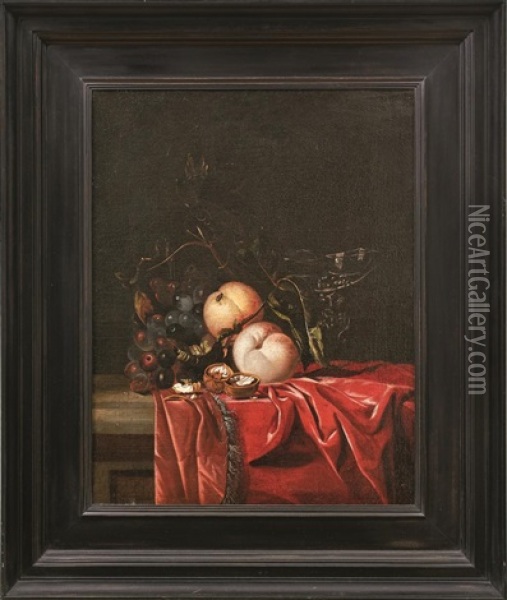 Fruchtestillleben Mit Weintrauben, Pfirsichen Und Walnussen Oil Painting - Isaac Denies