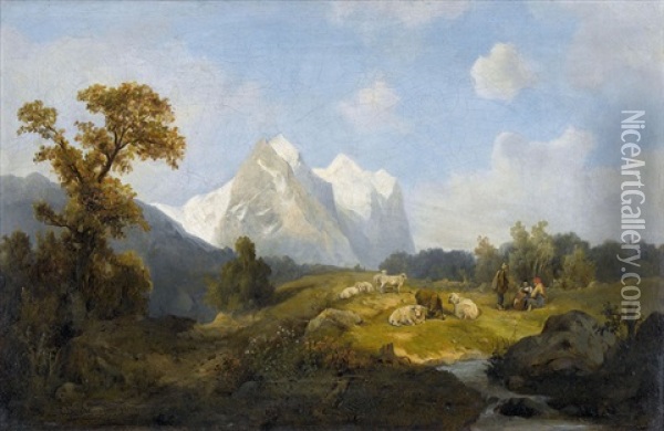Das Wetterhorn Von Hasliberg Aus Oil Painting - Karl Friedrich Toeche