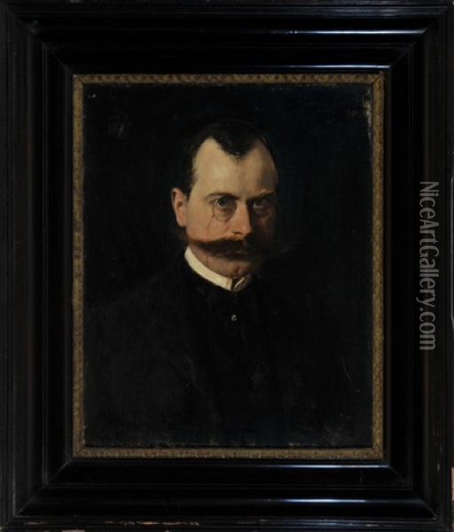 Portrait Eines Mannes Mit Schwarzem Anzug Und Zwickel Auf Der Nase Oil Painting - Karl Bennewitz Von Loefen