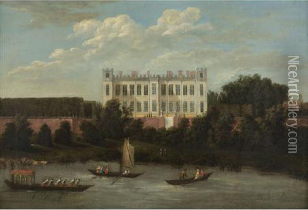 Syon House From The Thames Oil Painting - Robert Griffier