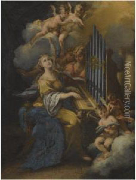 Saint Cecilia Oil Painting - Michele Da Parma (see Rocca)