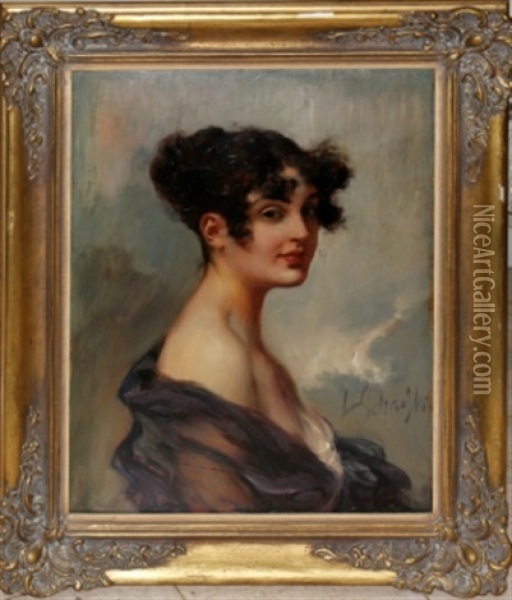 Portrait Of A Young Woman Oil Painting - Leopold Schmutzler