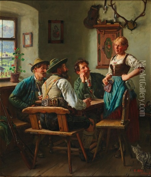 At The Inn Oil Painting - Emil Rau
