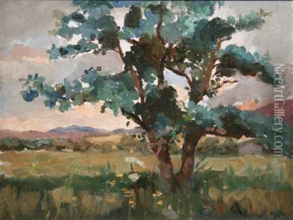 Tree In A Landscape Oil Painting - Nathaniel Hone the Younger
