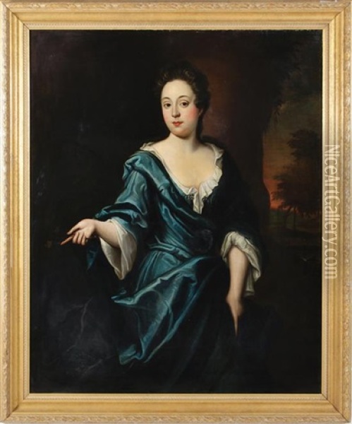 Portrait Of Lady In Blue Silk Oil Painting - Thomas Gainsborough