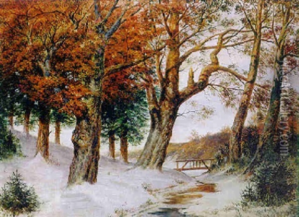 Verschneite Winterlandschaft Oil Painting - Alwin Louis Christoph Anger