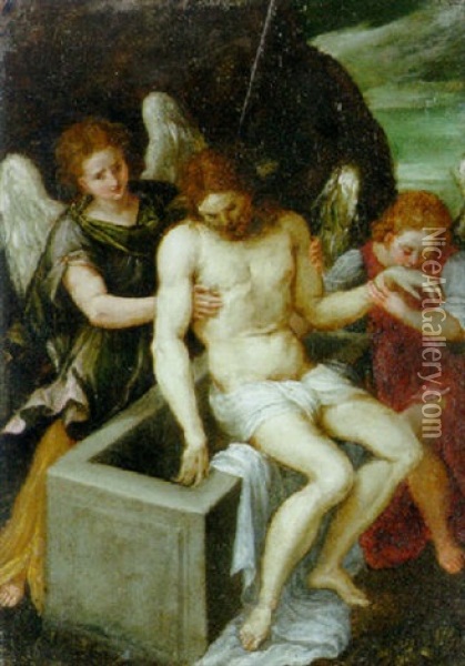 The Entombment Oil Painting - Agostino Carracci