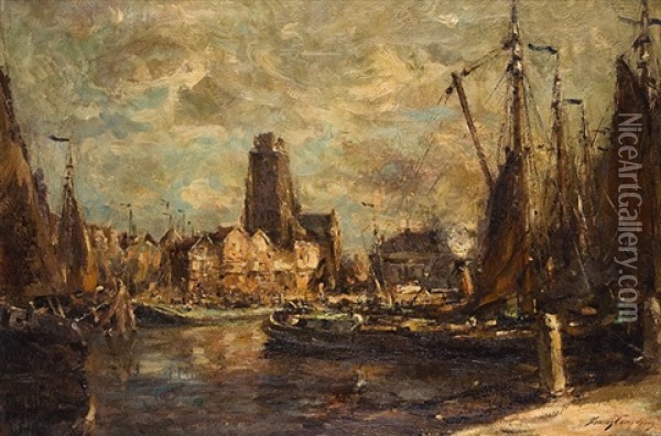Le Port De Dordrecht Oil Painting - Franz Courtens