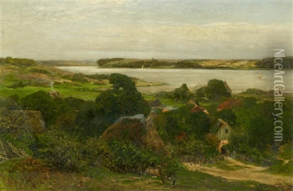 Dorf An Der Ostseekuste (rugen?) Oil Painting - Eugen Gustav Duecker