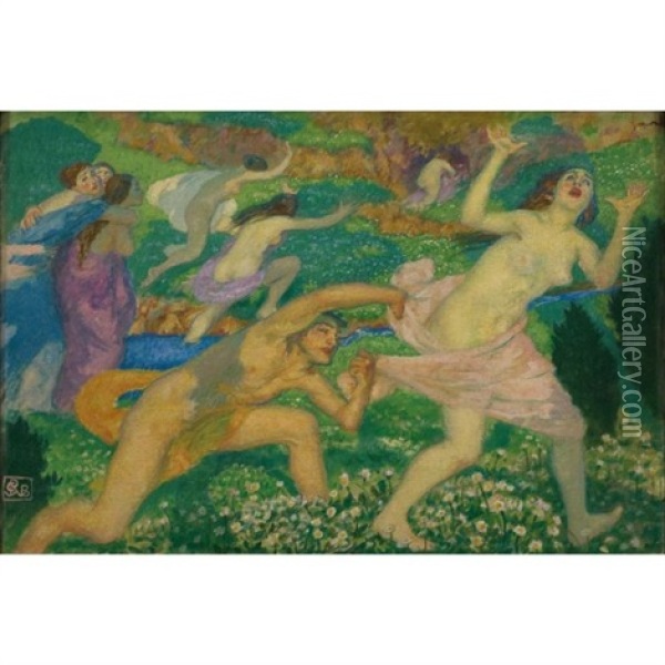 Apollo And Daphne Oil Painting - Rupert Bunny