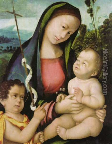 Maria Mit Dem Kind Und Dem Johannesknaben Oil Painting - Francesco Zaganelli