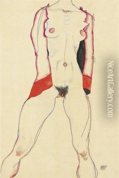 Weiblicher Torso Oil Painting - Egon Schiele