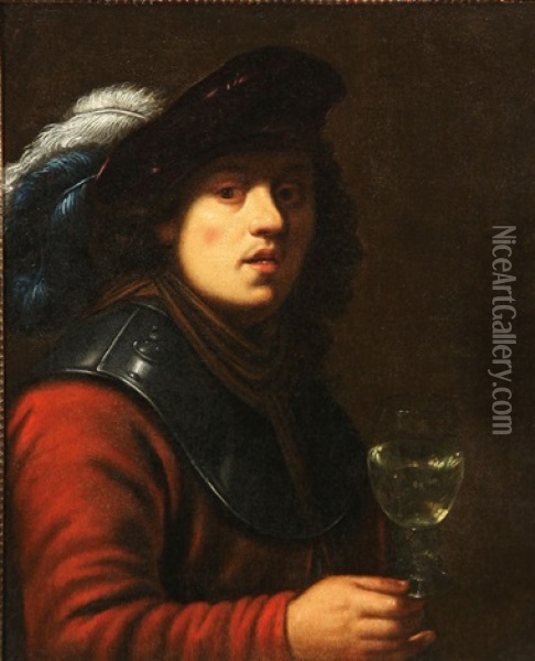 A Young Man Holding A Goblet Oil Painting -  Rembrandt van Rijn