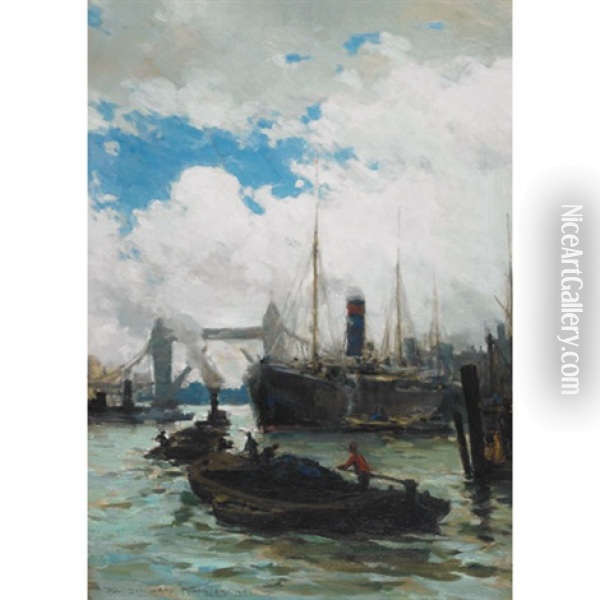 Shipping On The Thames Oil Painting - Farquhar McGillivray Strachen Knowles