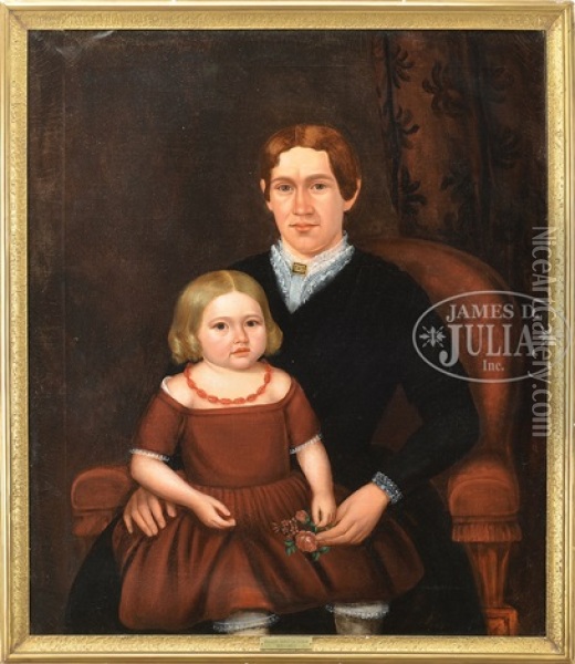 Portrait Of Mrs. Henry Gray And Daughter Emily Oil Painting - Joseph Whiting Stock