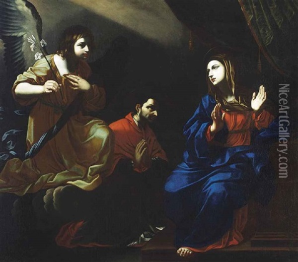 The Annunciation With Saint Charles Borromeo Oil Painting -  Nicholas of Greece (Prince)