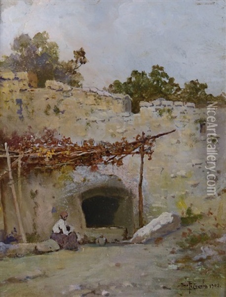 L'attesa Oil Painting - Salvatore Petruolo