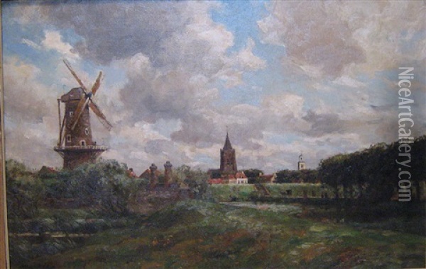 Hollands Landschap Oil Painting - Victor Olivier Gilsoul