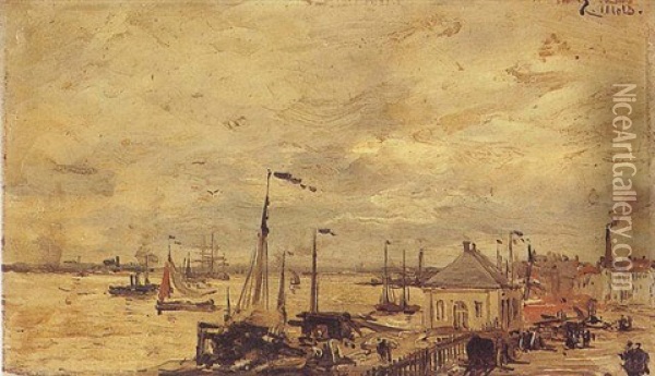 Le Temps Gris Sur Le Port Oil Painting - Robert Charles Gustave Laurens Mols