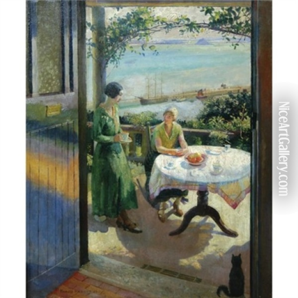 The Blue Door Oil Painting - Harold Harvey