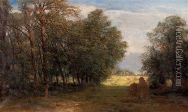 Sommerlandschaft Bei Aigen Mit Blick Auf Untersberg Oil Painting - Franz Hinterholzer