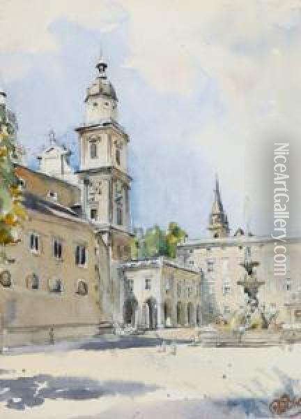 La Piazza Residenzplatz Oil Painting - Rudolf Pichler