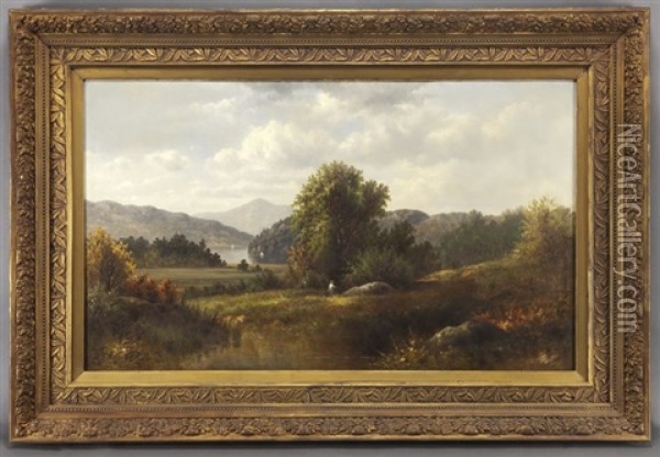 Hudson River Landscape Oil Painting - Hamilton Hamilton