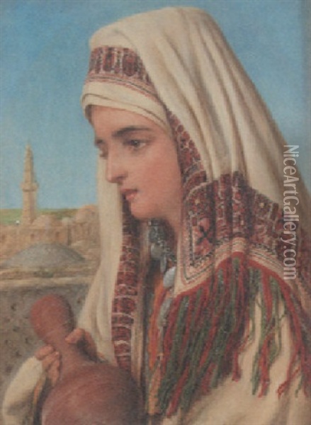 A Middle Eastern Beauty Oil Painting - William Gale