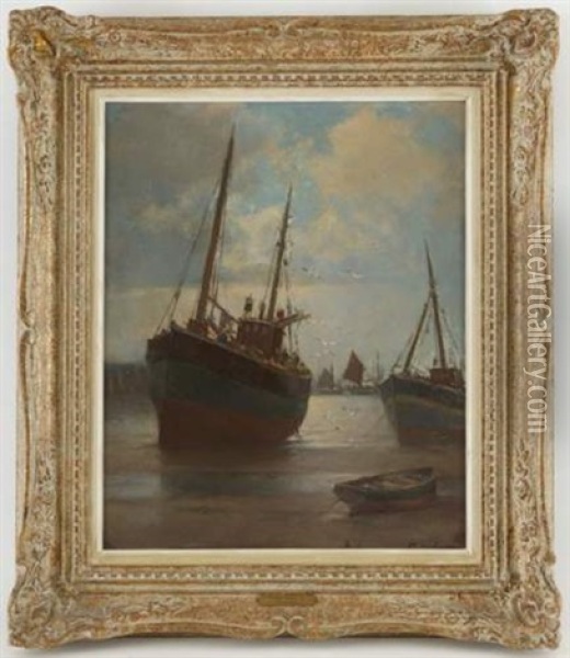 Maree Basse Dans Le Port Oil Painting - Franz Mueller-Gossen