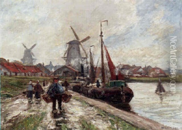 Fischerhafen In Holland Oil Painting - Helmuth Liesegang