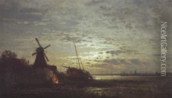Mondaufgang An Der Hollandischen Kuste Oil Painting - Walter Moras
