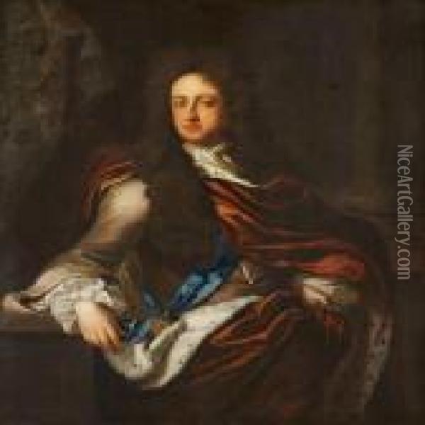 Prince George Of Denmark(1653-1708) Married To Queen Anne Of England. Oil Painting - Michael Dahl