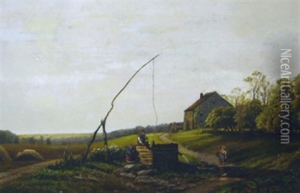 Farm Landscape Oil Painting - Edmund Darch Lewis