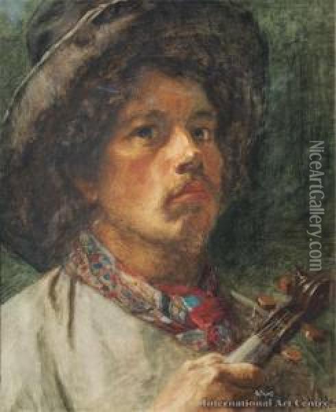 Self Portrait Oil Painting - Petrus van der Velden