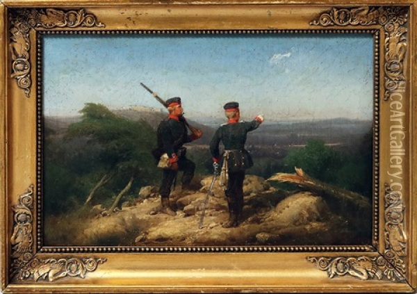 Soldaten Bei Der Auskundschaftung Des Gelandes Oil Painting - Christian Sell