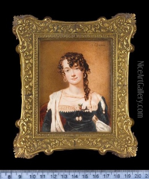 Viscountess Sandon, Nee Lady Frances Stuart Oil Painting - Alfred Edward Chalon