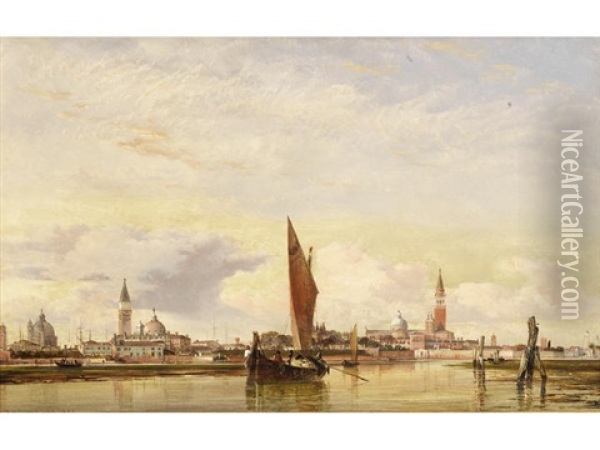 Looking From The Lagoon Towards The Giudecca Oil Painting - Edward William Cooke