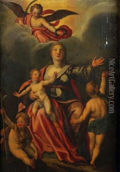 La Vierge A L'enfant Et Saint Jean Baptiste Oil Painting - Jacob De Backer