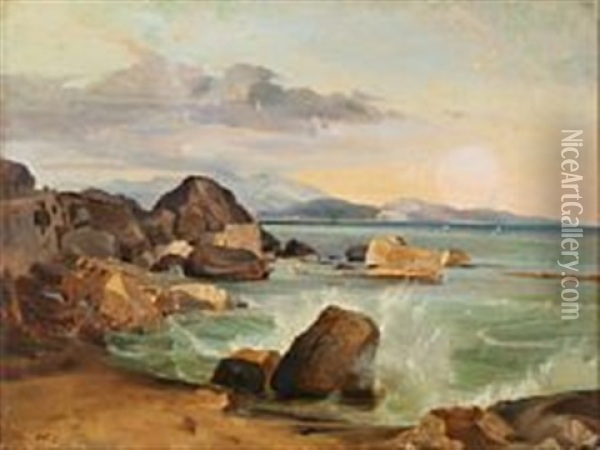 Beach At Terracina Oil Painting - Friedrich Nerly the Younger