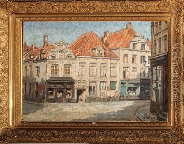 L'ancienne Rue Des Sols A Bruxelles Oil Painting - Adrien Segers