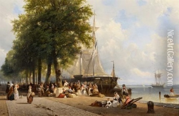 Die Amerikaauswanderer Am Kai Oil Painting - Frans Arnold Breuhaus de Groot