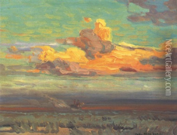 Evening In The Painted Desert Oil Painting - Carl Oscar Borg