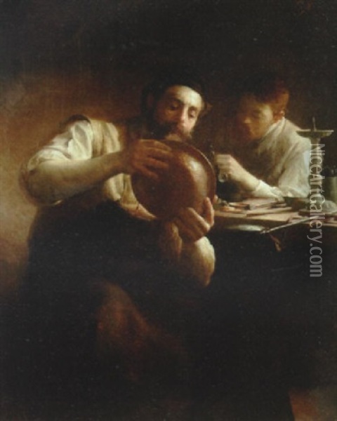 Hos Solvsmeden Oil Painting - Edmond Theodor Van Hove
