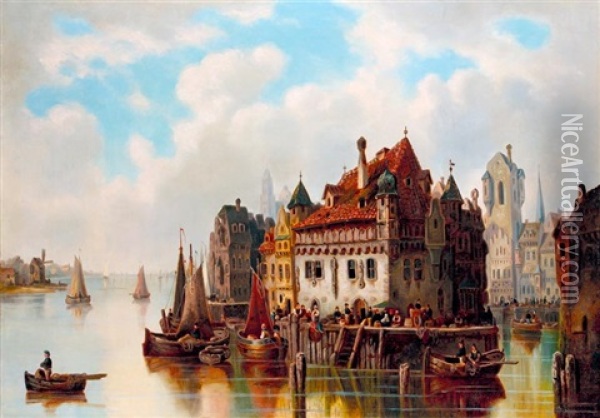 Rotterdam Latkepe Oil Painting - Ludwig Hermann