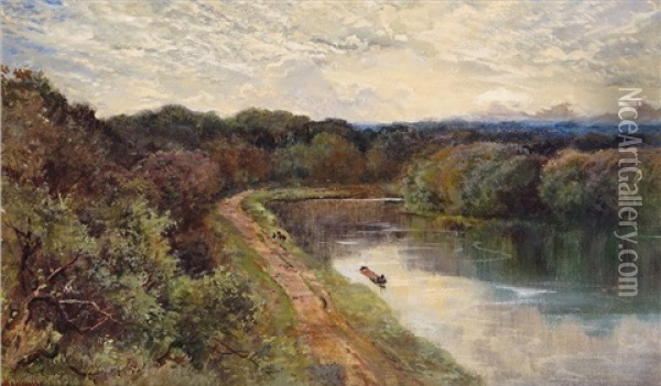 The Thames, Near Pangbourne Oil Painting - Keeley Halswelle