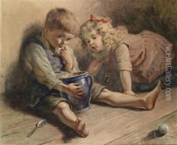 Kinderund Ein Honigtopf Oil Painting - Heinrich Rettig