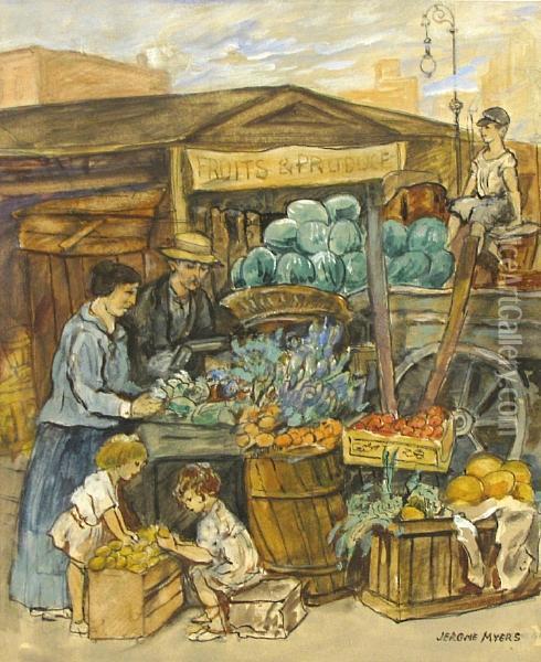 Fruits And Produce Oil Painting - Jerome Myers