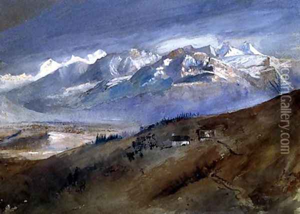 View from my window at Mornex where I stayed a year, 1862 Oil Painting - John Ruskin